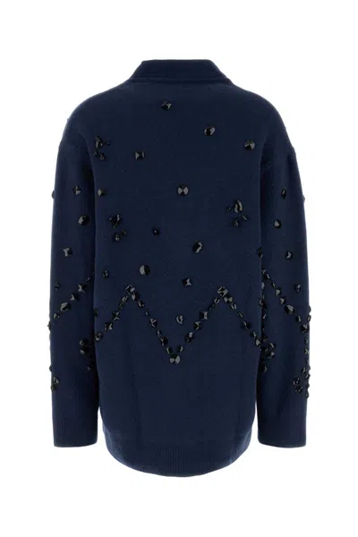 Alberta Ferretti Oversized Embellished Cardigan In Blue