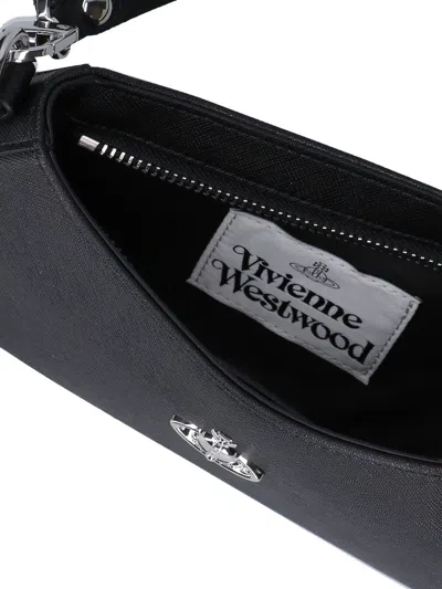 Vivienne Westwood Tasha Shoulder Phone Bag Faux Leather Black-3d-orb