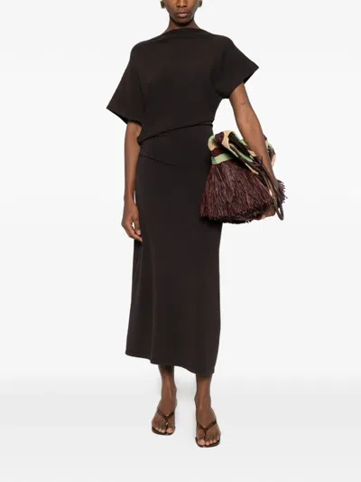 Soeur Divine Knit Midi Dress In Black