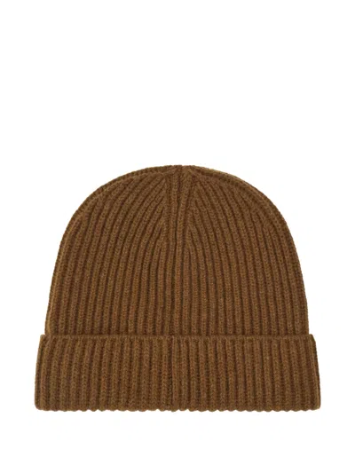 Ferragamo Ribbed-knit Beanie In Brown