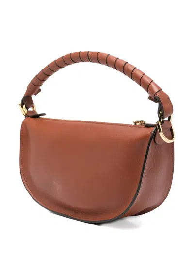Chloé Mini Marcie Twisted-handle Leather Shoulder Bag In Brown