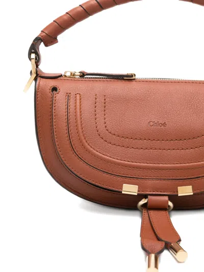 Chloé Mini Marcie Twisted-handle Leather Shoulder Bag In Brown