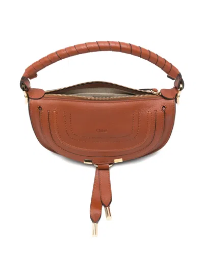 Chloé Mini Marcie Twisted-handle Leather Shoulder Bag In Brown