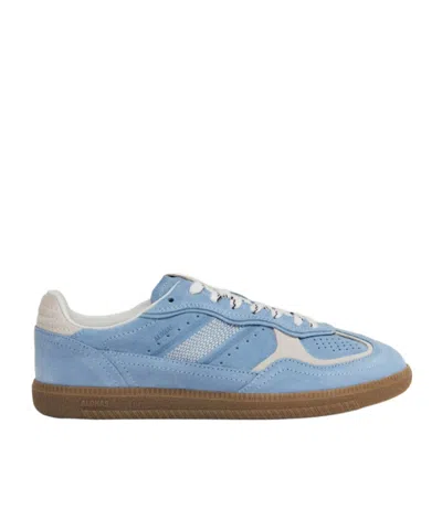Alohas Light Blue Suede Sneakers With Cream Accents And Contrast Details