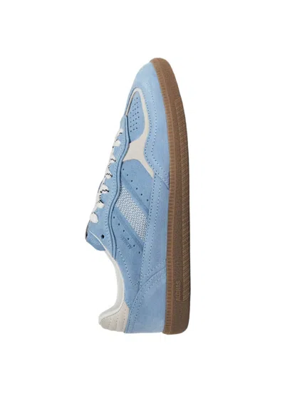 Alohas Light Blue Suede Sneakers With Cream Accents And Contrast Details