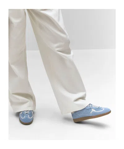 Alohas Light Blue Suede Sneakers With Cream Accents And Contrast Details