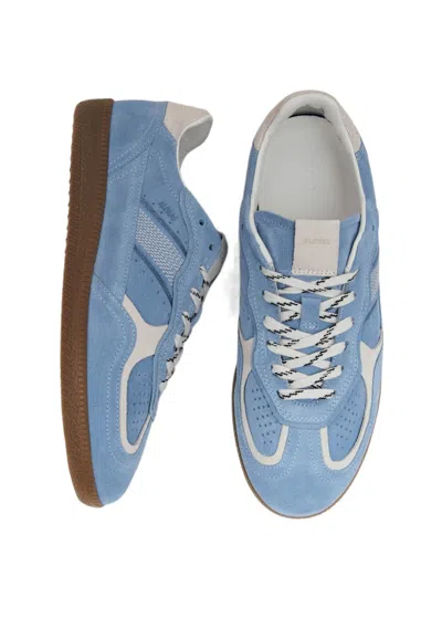 Alohas Light Blue Suede Sneakers With Cream Accents And Contrast Details