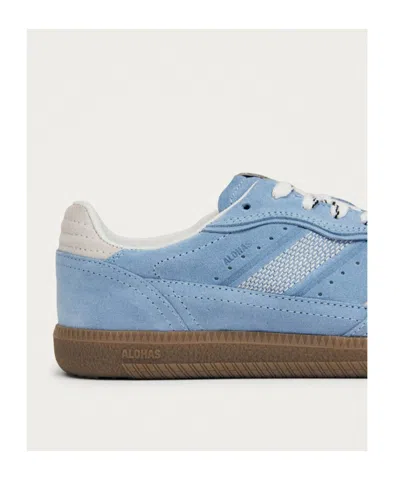 Alohas Light Blue Suede Sneakers With Cream Accents And Contrast Details