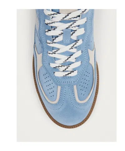 Alohas Light Blue Suede Sneakers With Cream Accents And Contrast Details