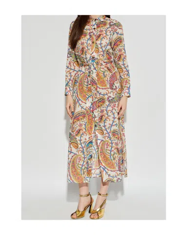 Etro Belted Paisley-print Cotton-voile Midi Shirt Dress In Multi