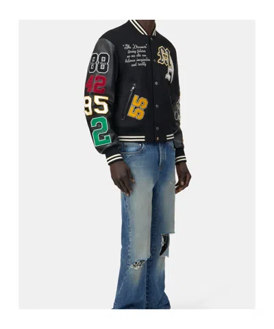 Amiri Varsity Patch Bomber Jacket In Black