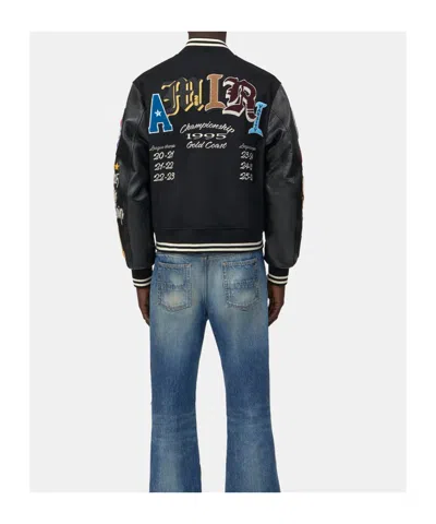 Amiri Varsity Patch Bomber Jacket In Black