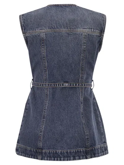 Sportmax Blue Solid Round Neck Top In Blue