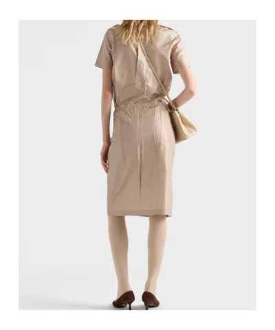 Prada Drawstring Pencil Midi Skirt In Brown