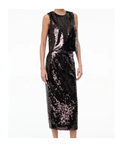 Staud Ciara Sequin High-waisted Midi Skirt In Black