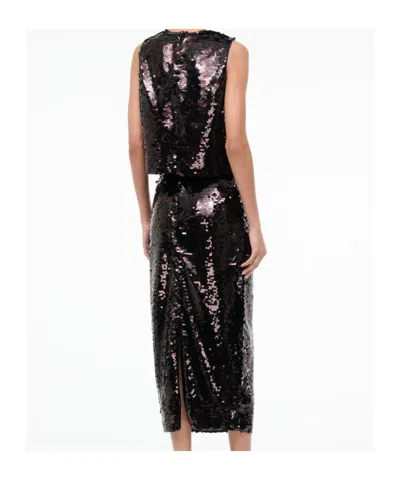 Staud Ciara Sequin High-waisted Midi Skirt In Black