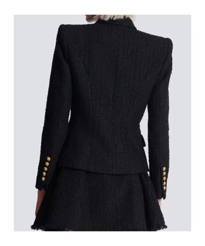 Balmain 6-button Fitted Wool Jacket In Black