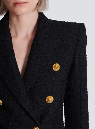 Balmain 6-button Fitted Wool Jacket In Black