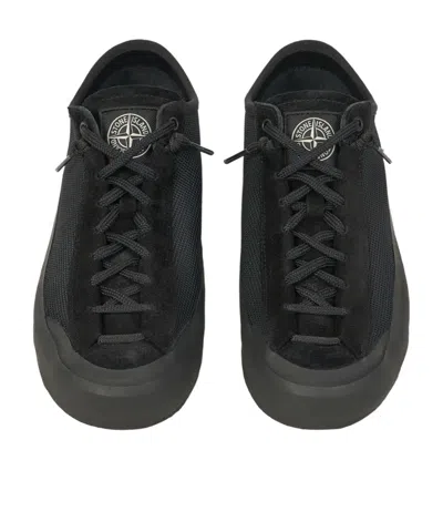 Stone Island Low-top Trainer With Compass Patch In Black