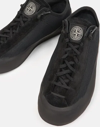 Stone Island Low-top Trainer With Compass Patch In Black
