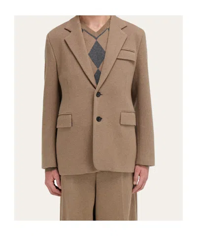 Ferragamo Single-breasted Flap-pocket Blazer In Brown