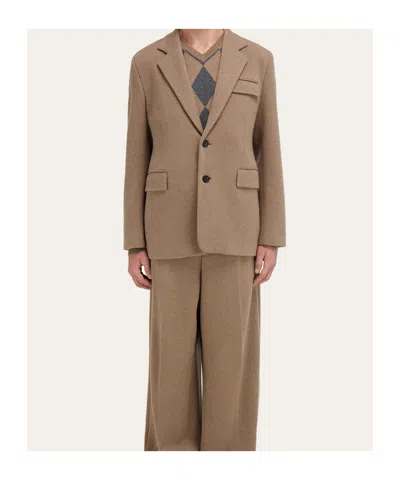 Ferragamo Single-breasted Flap-pocket Blazer In Brown