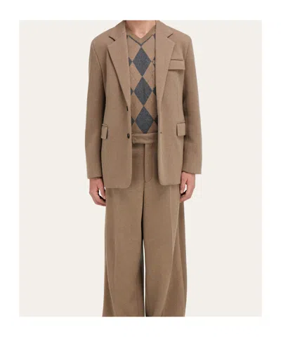 Ferragamo Single-breasted Flap-pocket Blazer In Brown