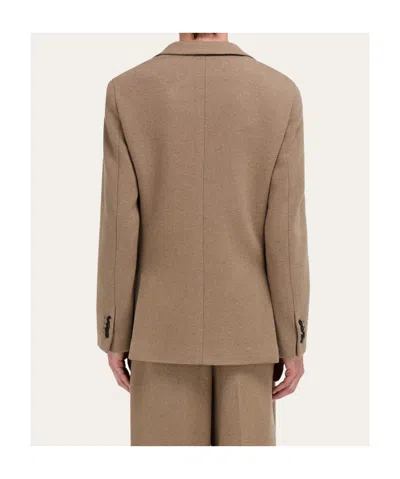 Ferragamo Single-breasted Flap-pocket Blazer In Brown