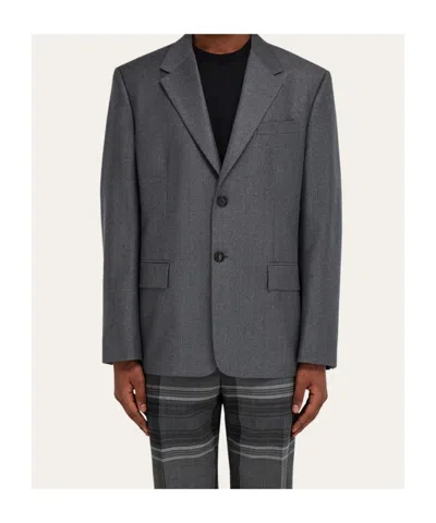 Ferragamo Two-button Single-breasted Blazer In Gray