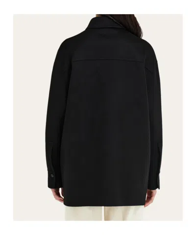 Ferragamo Mixed Cashmere Overshirt In Black