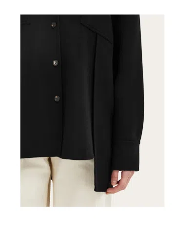 Ferragamo Mixed Cashmere Overshirt In Black