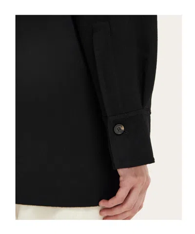 Ferragamo Mixed Cashmere Overshirt In Black