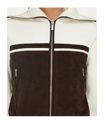 Ferragamo Wool And Alcantara Blouson In Neutral