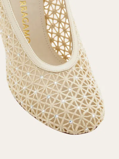 Ferragamo Sand Mesh Sol 95 Pumps In Brown