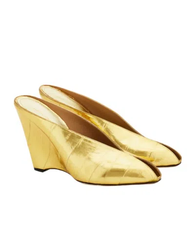 Ferragamo Wedge Mule In Gold