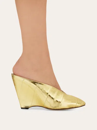 Ferragamo Wedge Mule In Gold