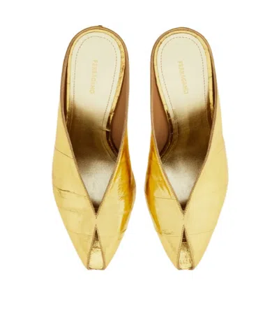 Ferragamo Wedge Mule In Gold