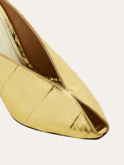 Ferragamo Wedge Mule In Gold