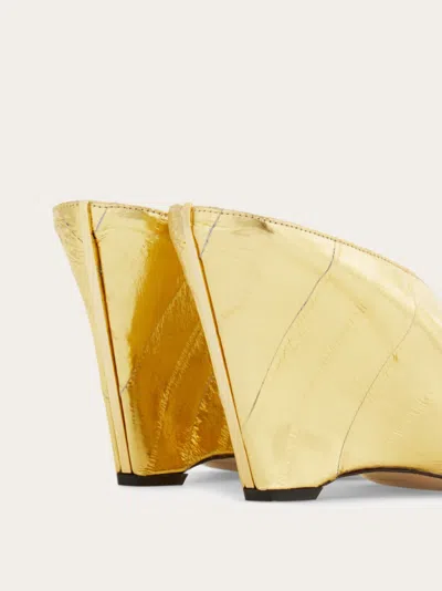 Ferragamo Wedge Mule In Gold
