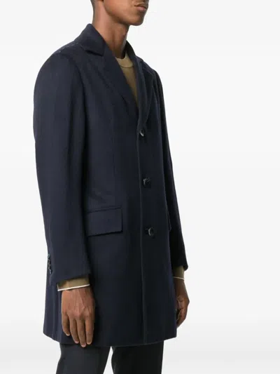 Kiton Single-breasted Coat In Blue
