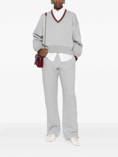 Gucci Button-detail Track Pants In Gray