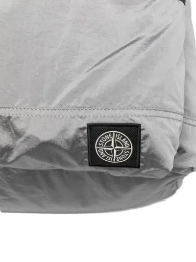 Stone Island Backpack Adjustable Straps Front Zip Pocket Handle In Gray