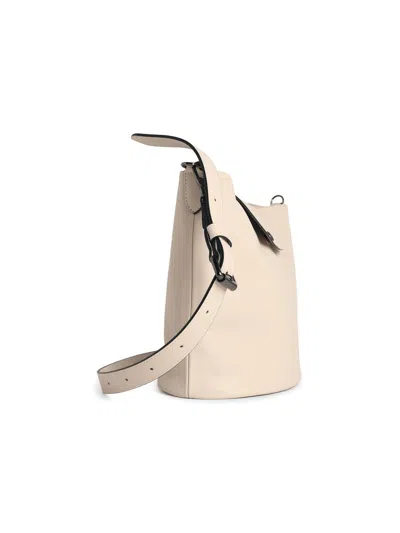 Longchamp Paper Leather Bucket Bag With Adjustable Strap In Neutral