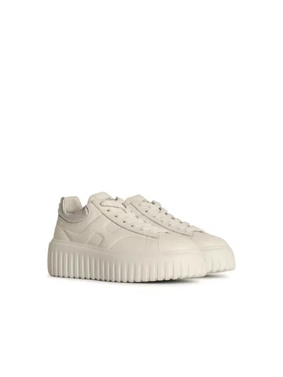 Hogan 'h Stripes' White Lear Sneakers In White