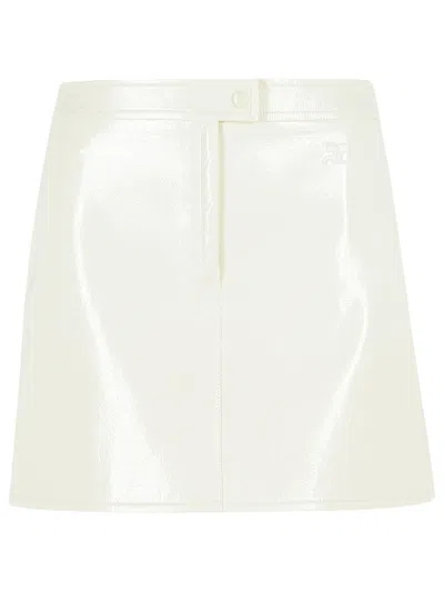 Courrèges Reedition Button Detail Polyester Blend Miniskirt In White