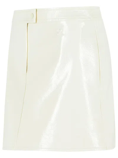 Courrèges Reedition Button Detail Polyester Blend Miniskirt In White