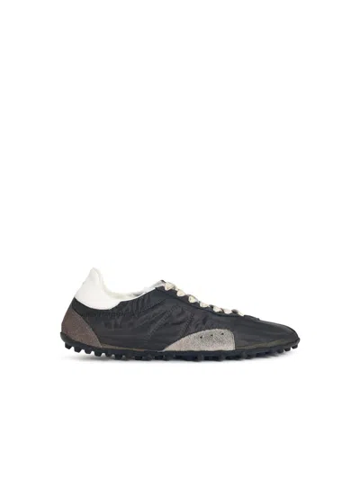 Maison Margiela Sneakers Sprinters In Suede And Leather With Vintage Finish In Black