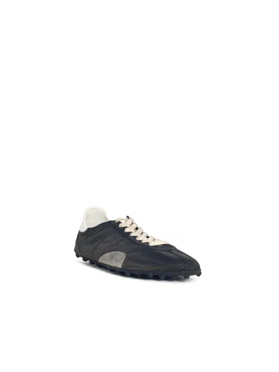 Maison Margiela Sneakers Sprinters In Suede And Leather With Vintage Finish In Black