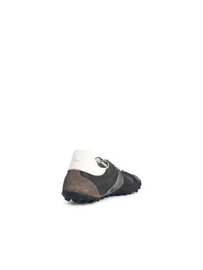 Maison Margiela Sneakers Sprinters In Suede And Leather With Vintage Finish In Black