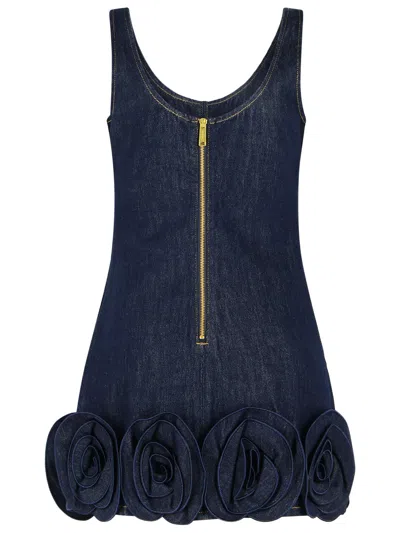 Self-portrait Short Blue Dress With Floral Applique Self Portrait In Black